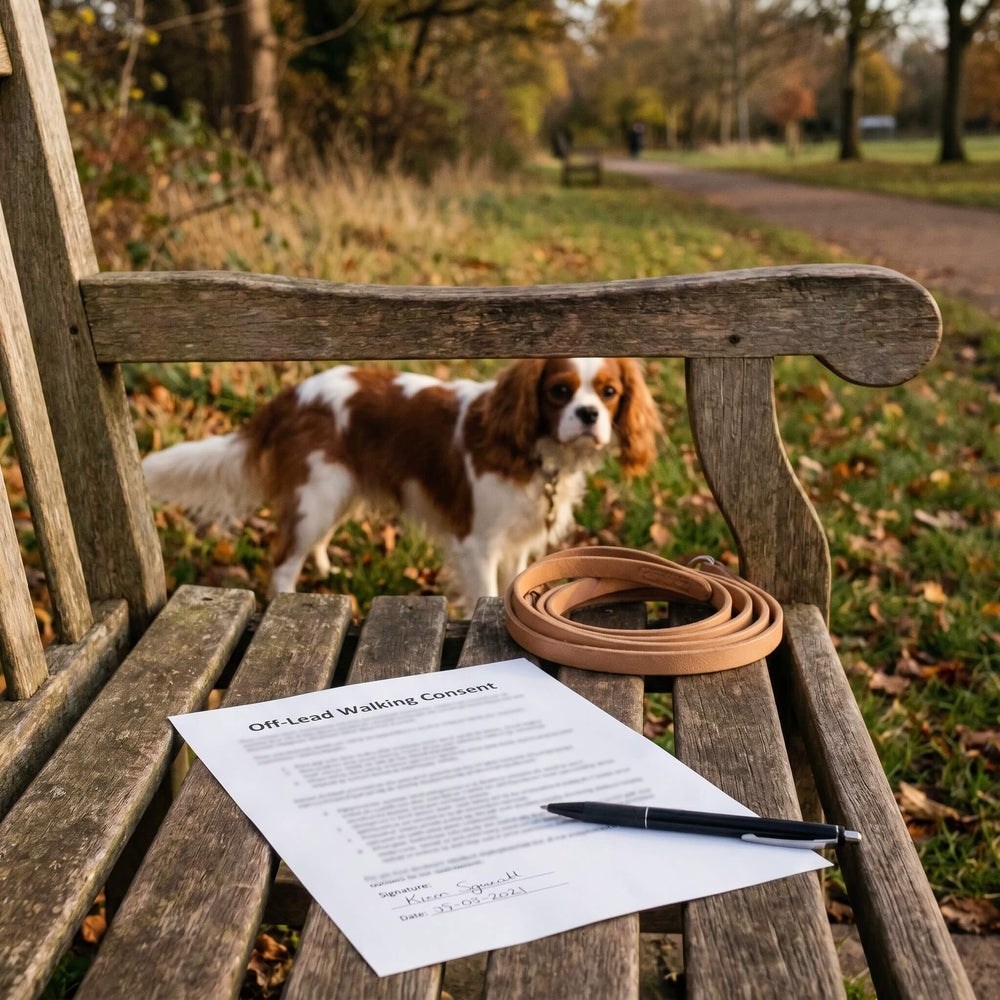 Dog being walked off-lead in a park