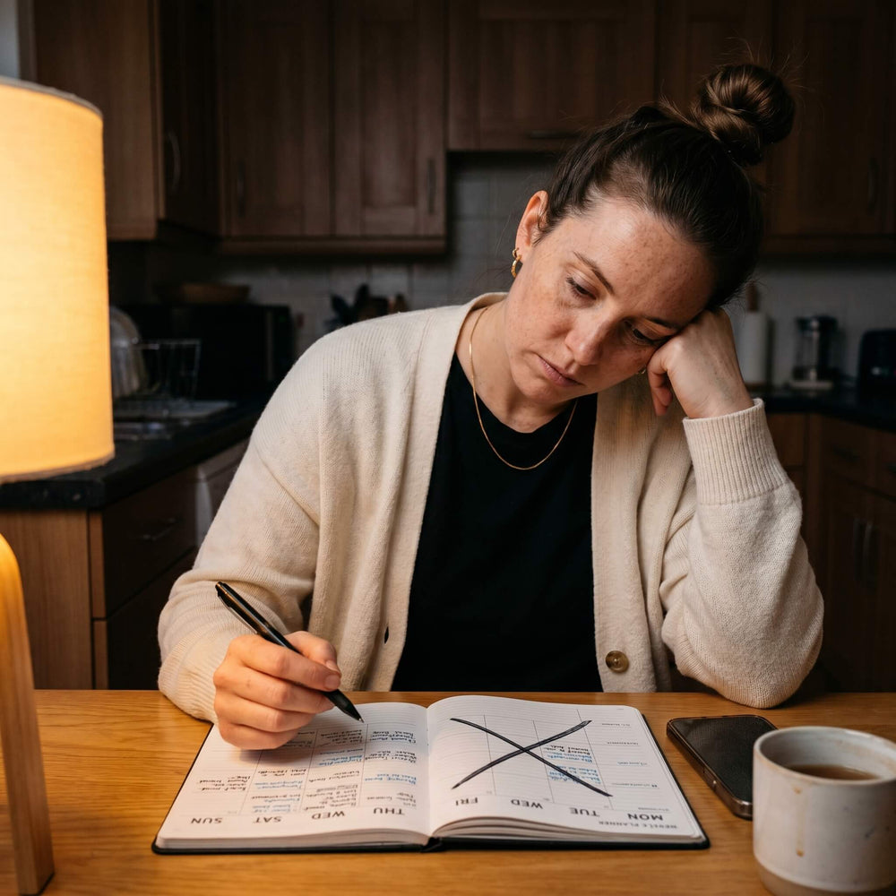 Calendar view with a last-minute cancellation, sitter looking resigned