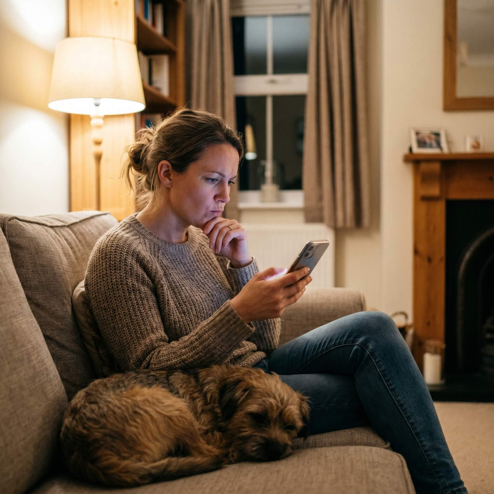New client looking a pet sitter up on their phone before getting in touch